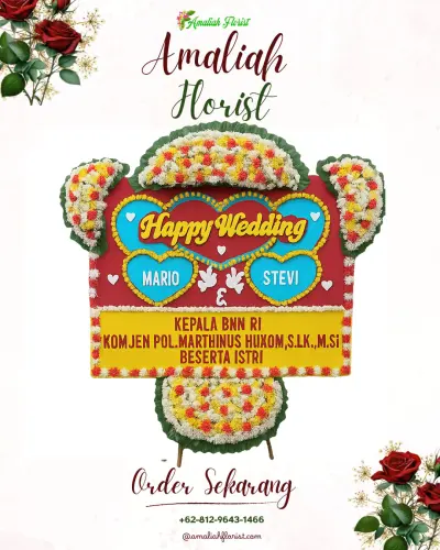 Karangan Papan Bunga Pernikahan di Bahu